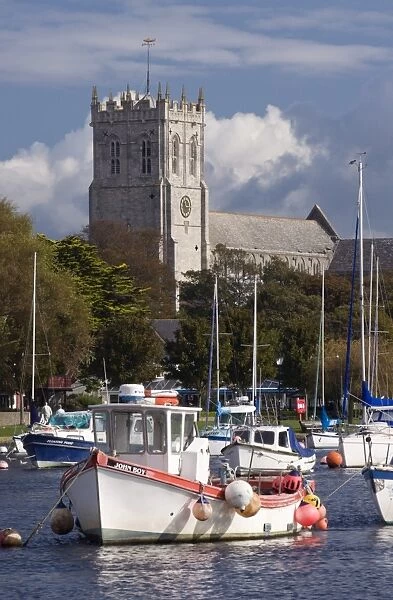 Christchurch Priory and River Stour, Dorset, England, United Kingdom, Europe