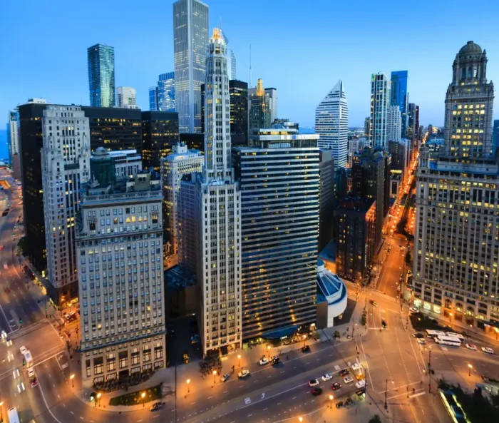 Framed Print : Chicago Loop District Print at Dusk Framed Print : Chicago Loop District Print at Dusk
