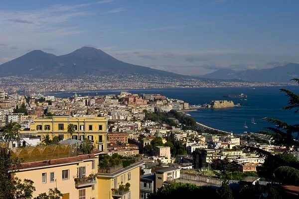 Cityscape and Mount Vesuvius, Naples, Campania, Italy, Europe