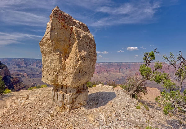 Closeup of Shoshone Rock on the edge of Shoshone Point on the south rim of the Grand