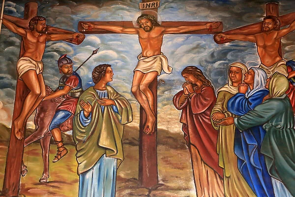 The Crucifixion of Jesus, St. Peter and Paul Cathedral, Aneho, Togo, West Africa, Africa
