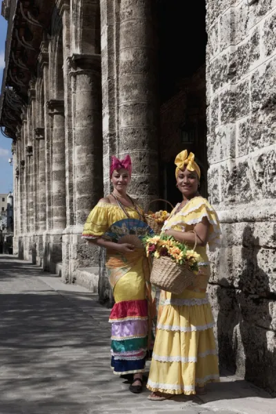 Cuban women in old costume, Havana, Cuba, West Indies, Central America