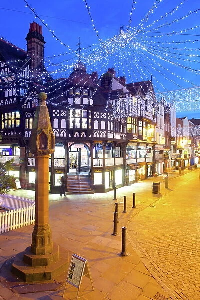 East Gate Street at Christmas, Chester, Cheshire, England, United Kingdom, Europe