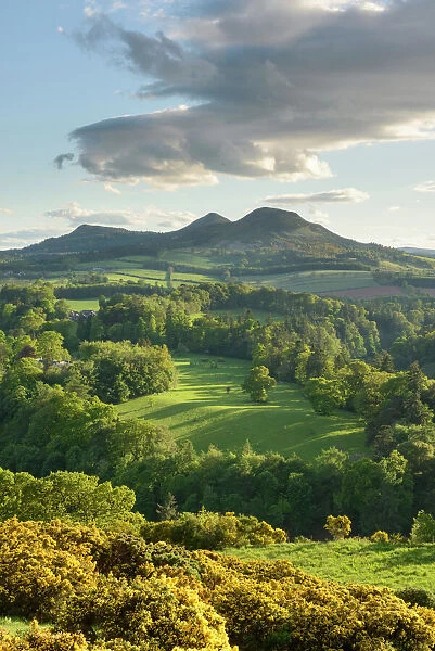 The Eildon Hills in the Scottish Borders, photographed from Scotts View at Bemersyde