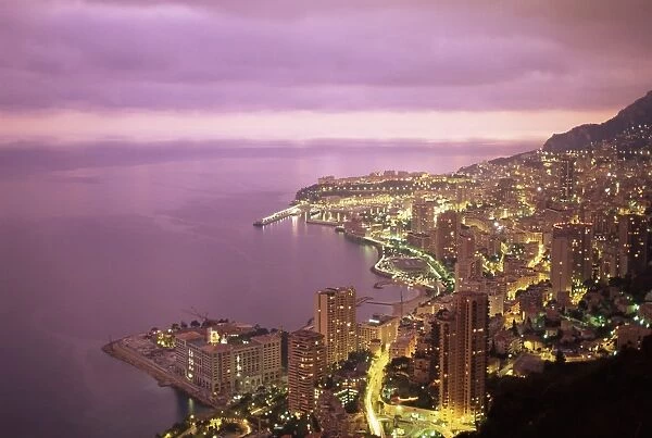 Evening view over Monte Carlo, Monaco, Mediterranean, Europe