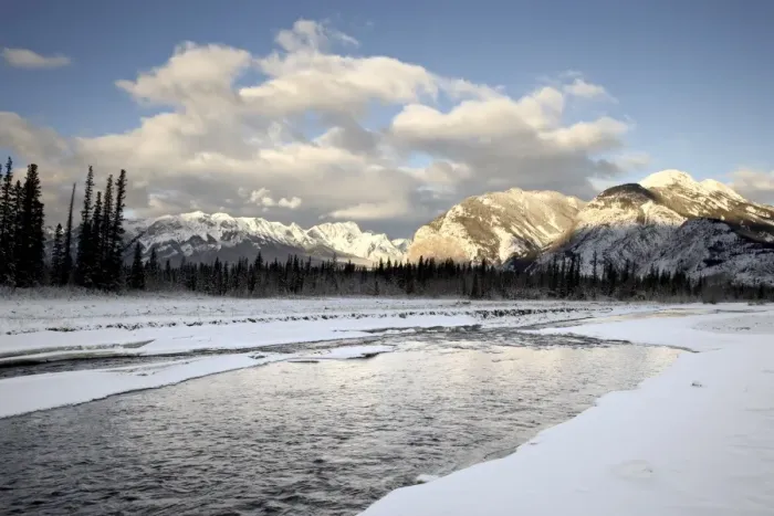 Framed Print : Fiddle River and Bosche Range Winter Print