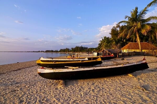 Fishing boats on the beach of Ifaty, near Toliara, Madagascar, Indian Ocean, Africa
