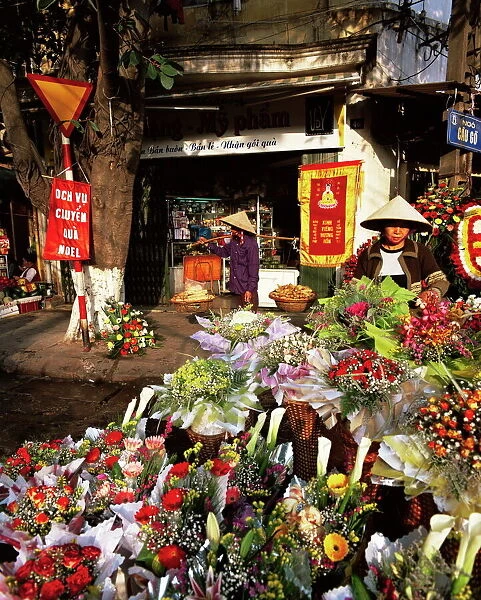 Flower market stalls