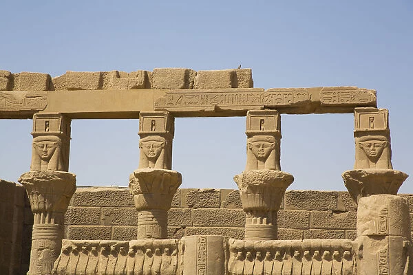 Goddess Hathor Columns, Vestibule of Nectanebo, Temple of Isis