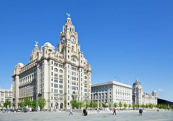 Three Graces buildings, Pierhead, Liverpool waterfront, UNESCO World Heritage Site, Liverpool, Merseyside, England, United Kingdom, Europe