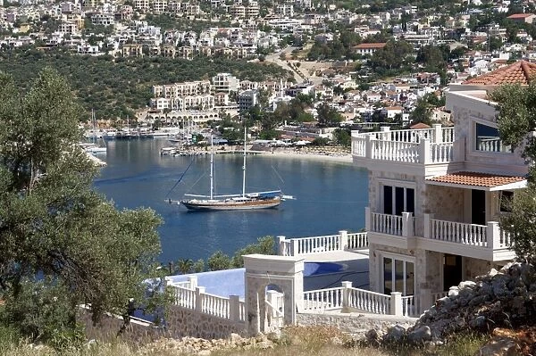 Gulet anchored at Kalkan, a popular tourist resort, Antalya Province, Anatolia