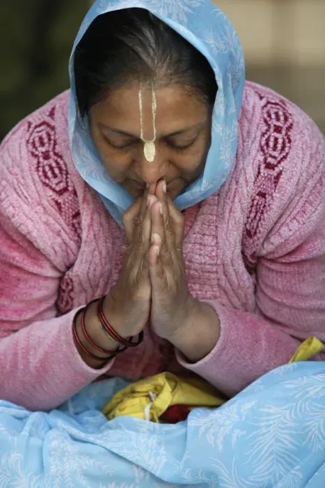 Framed Print : Hare Krishna Devotee Prayer Print, Vrindavan