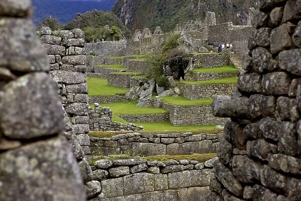 Inca wall, Machu Picchu, peru, peruvian, south america, south american, latin america, latin american South America. The lost city of the Inca was rediscovered by Hiram Bingham in 1911