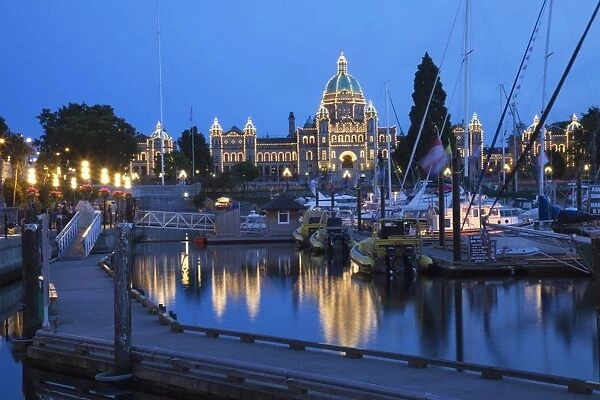 Inner Harbour and Parliament Building, at night, Victoria, Vancouver Island