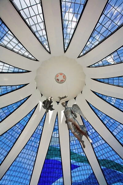 Interior of Metropolitan Cathedral of Brasilia designed by architect Oscar Niemeyer