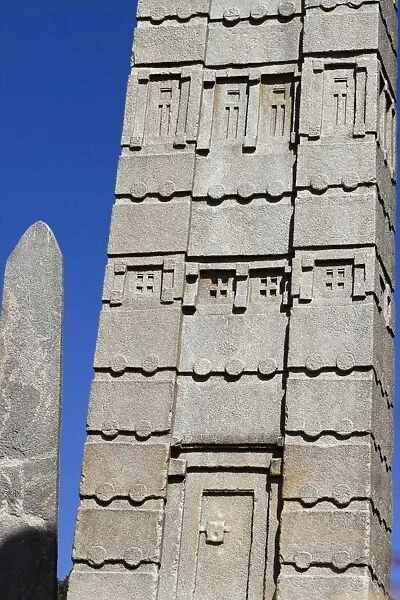 Intricate carvings and false door at the base of King Ezanas stele