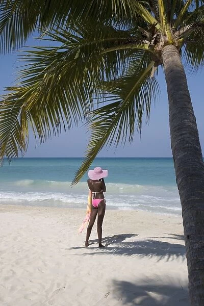 Jamaican woman on beach