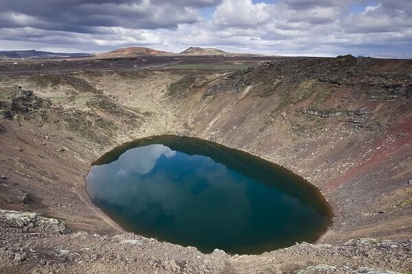 Kerid explosion crater with lake of green water, near Reykjavik, Iceland, Polar Regions
