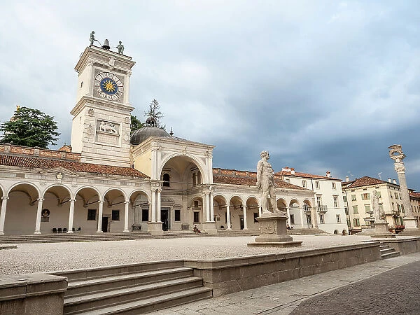 Loggia of San Giovanni with clock tower, Piazza della Liberta, Udine, Friuli Venezia Giulia, Italy, Europe
