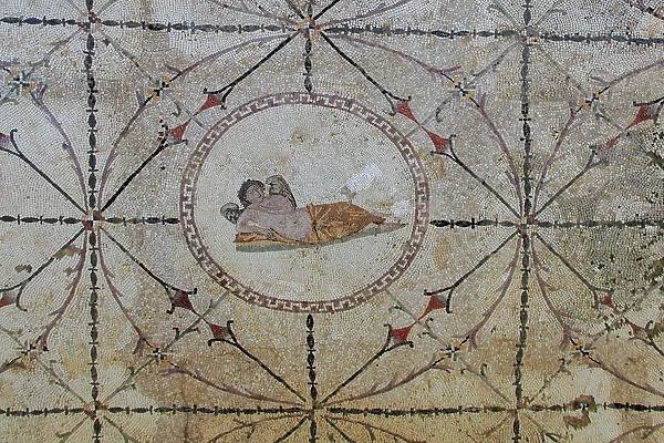 Mosaic of Hypnos, Greek god of dreams, dormitory of the Roman villa, Risan, Kotor Bay, UNESCO World Heritage Site, Montenegro, Europe