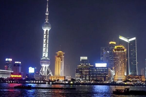 Night view from the Bund, Shanghai, China, Asia