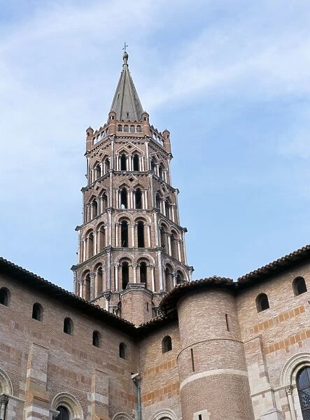 Octagonal bell tower, basilica of St. Cernin, Toulouse, Midi-Pyrenees, France, Europe
