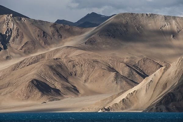 Pangong lake in Ladakh at a height of about 4350m (14270ft), 134 km (83 miles) long
