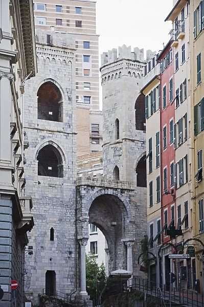 Porta dei Vacca dating from 1155, on Via del Campo, Genoa (Genova), Liguria