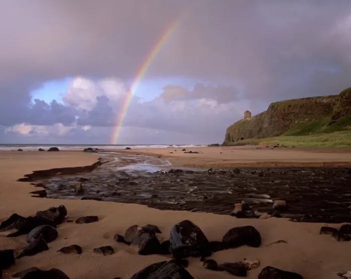 Framed Print : Rainbow over Mussenden Temple Print Framed Print : Rainbow over Mussenden Temple Print
