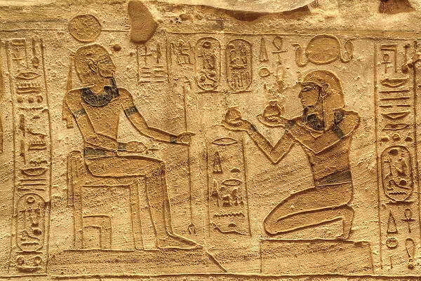 Ramses II on the right, Sunken Relief, Lateral Chamber, Ramses II Temple