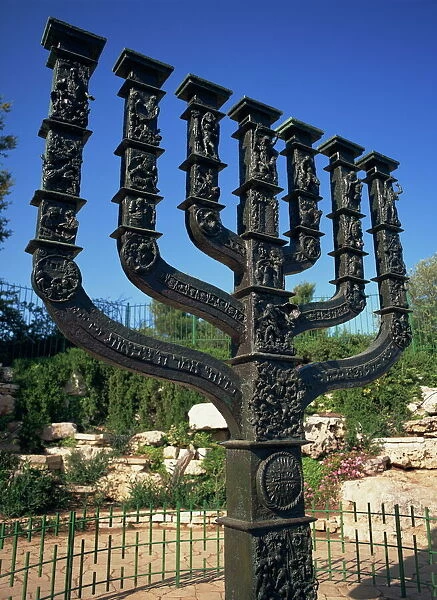 Sculpture of Menorah near the Knesset in Jerusalem, Israel, Middle East
