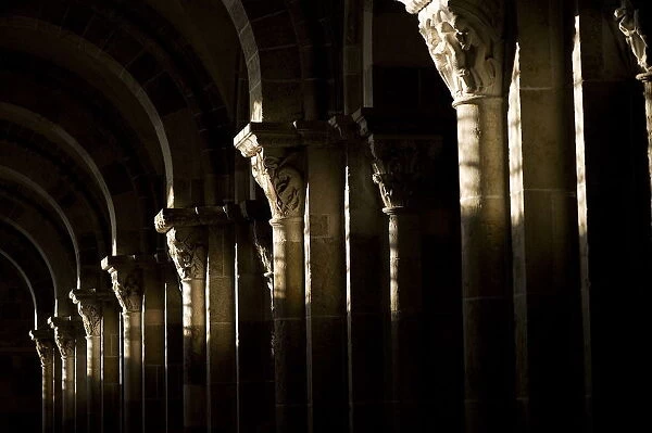 Southern aisle, lit up during the winter solstice, Vezelay Basilica