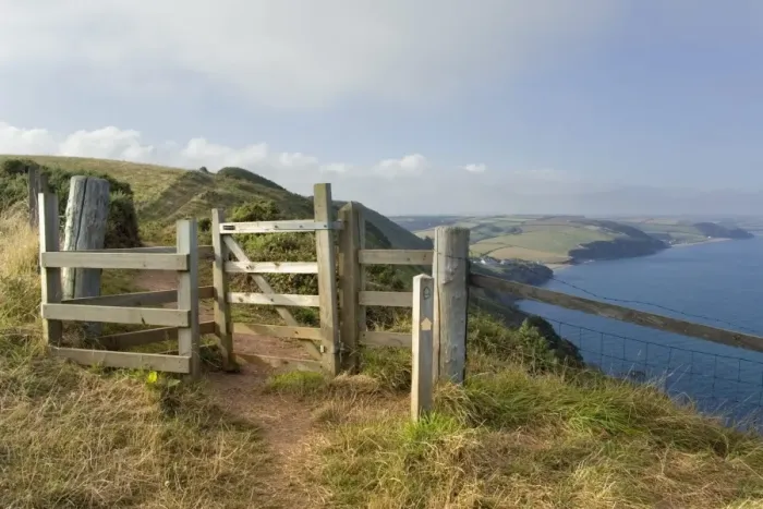 Framed Print : Devon Coast Path Stile Print Framed Print : Devon Coast Path Stile Print