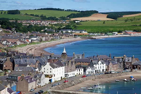Stonehaven Bay and Quayside from Harbour View, Stonehaven, Aberdeenshire, Scotland, United Kingdom, Europe