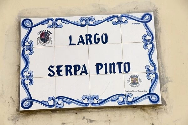 Street sign at one of the main squares, Sao Filipe, Fogo (Fire), Cape Verde Islands