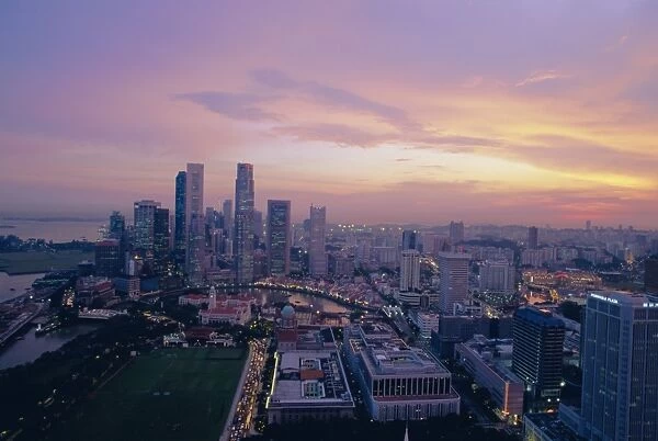 Sunset over the business district of Singapore