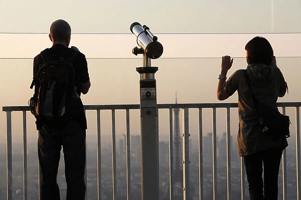 Tourists on top of Montparnasse tower, Paris, France, Europe