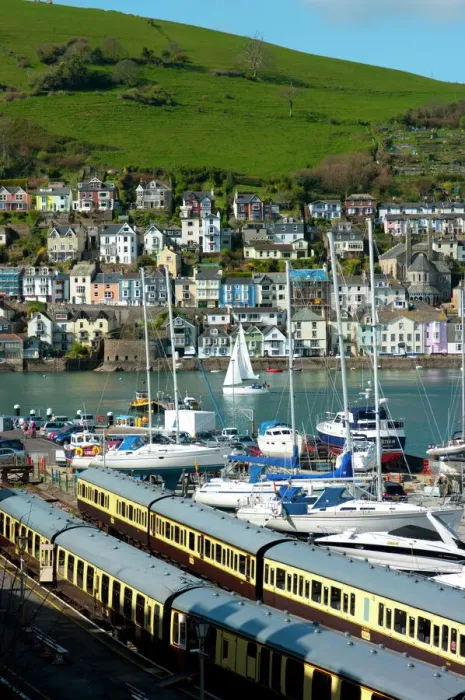 Framed Print : Train at Dartmouth Harbour Print, Devon, England Framed Print : Train at Dartmouth Harbour Print, Devon, England
