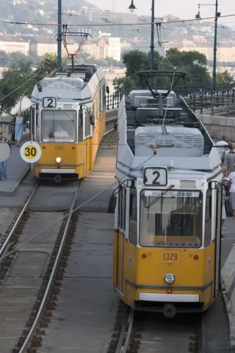 Framed Print : Two Trams Print in Budapest, Hungary Framed Print : Two Trams Print in Budapest, Hungary