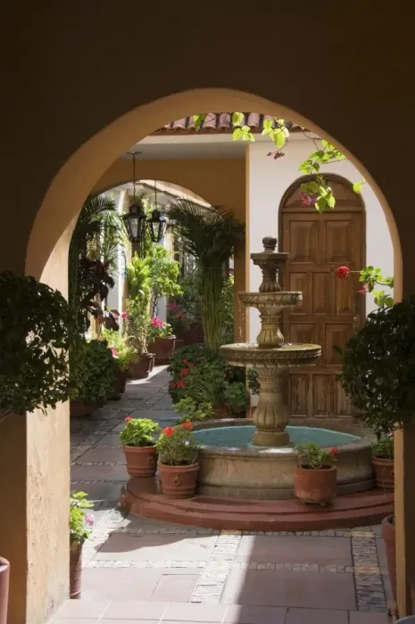 Framed Print : Typical Courtyard Print, Oaxaca City