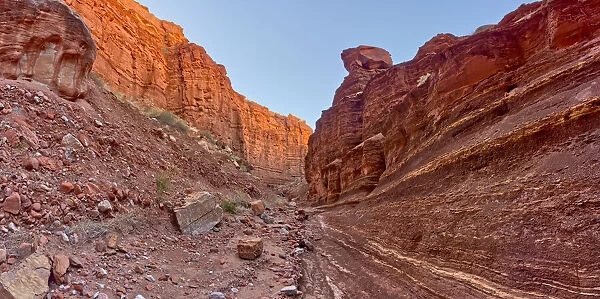 Upper Cathedral Wash in Glen Canyon Recreation Area with path leading to the Vermilion