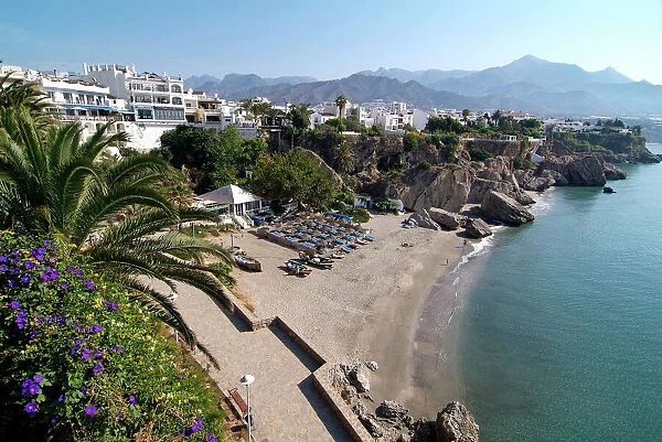 View from Balcon de Europa of Nerja, Andalusia, Spain, Europe