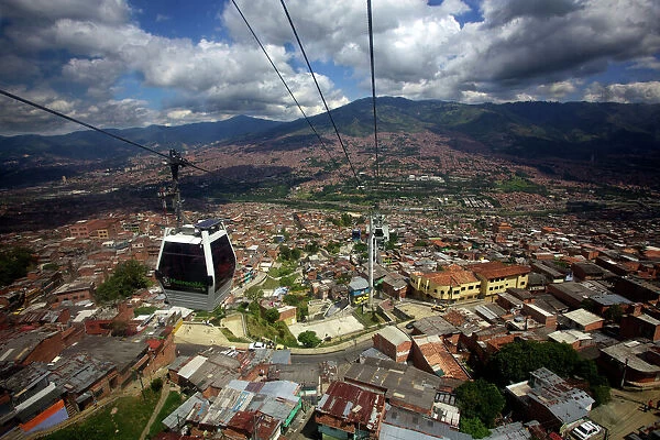 View over the Barrios Pobre of Medellin, where Pablo Escobar had many supporters, Colombia, South America