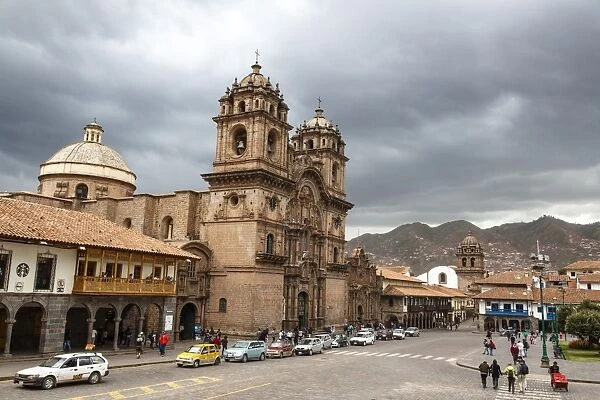 View over Iglesia de la Compania de Jesus church and La Merced church, Cuzco, UNESCO World Heritage Site, Peru, South America