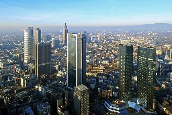 View from Maintower to Financial District, Frankfurt am Main, Hesse, Germany, Europe