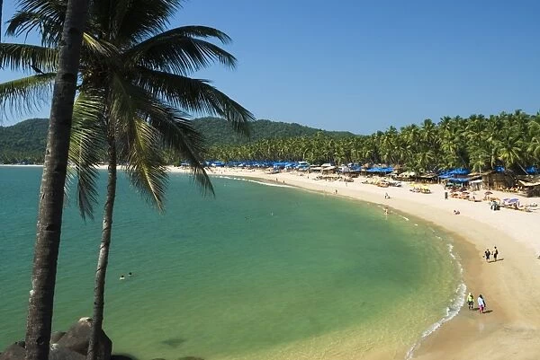 View over Palolem beach, Palolem, Goa, India, Asia