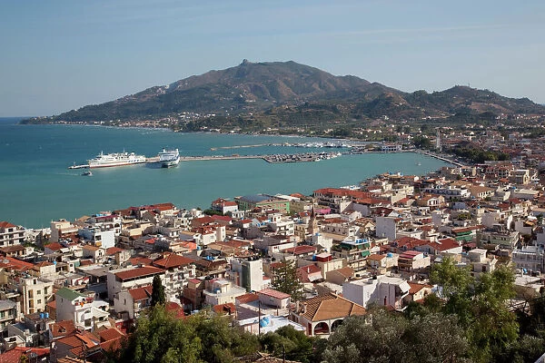 View over town and harbour, Zakynthos Town, Zakynthos, Ionian Islands, Greek Islands