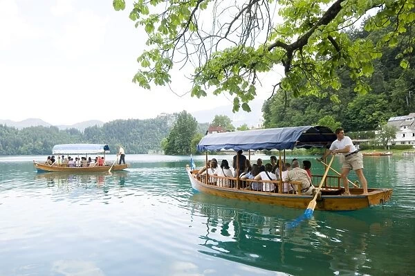 Water taxis, Lake Bled, Slovenia, Europe