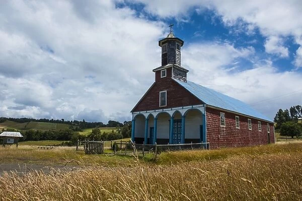 The wooden church of Puchilco, UNESCO World Heritage Site, Chiloe, Chile, South America