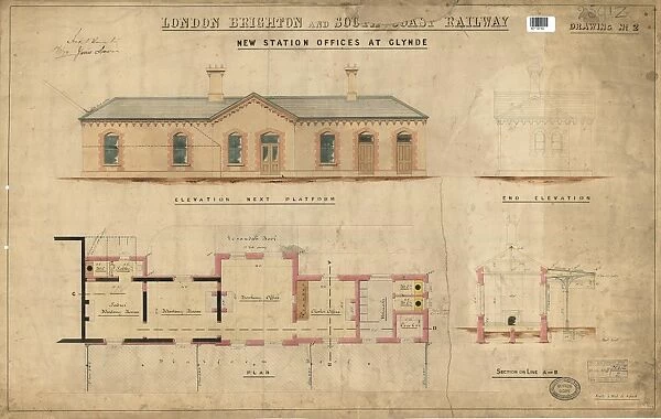 London Brighton and South Coast Railway - New Offices at Glynde - Drawing No 2